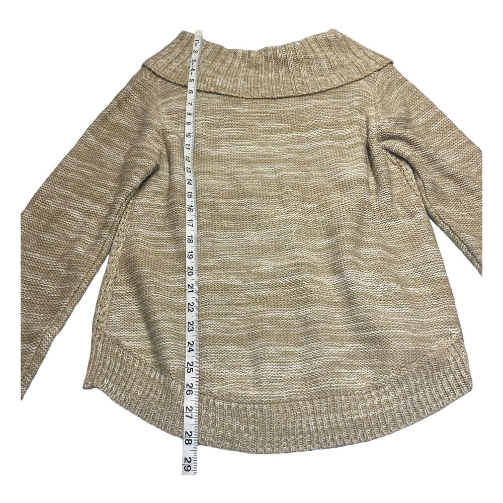 It's Our Time Sweater Women's Large Beige Tan Cable Knit Cowl Neck Long Sleeve - Picture 5 of 8